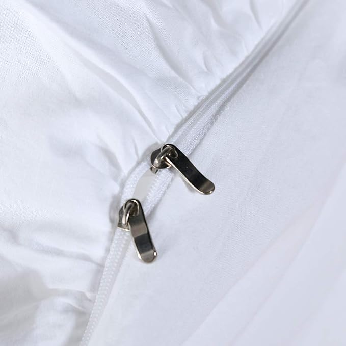 QSH White Ruffle California King Duvet Cover, Washed Cotton Farmhouse Shabby - Image 4