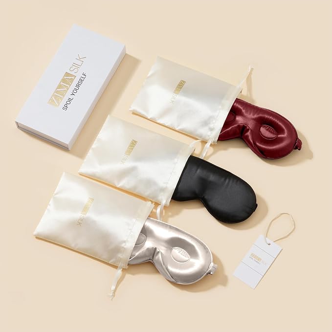 ZIMASILK Adjustable 22 Momme 100% Mulberry Silk Sleep Mask, Upgraded 3D - Image 9