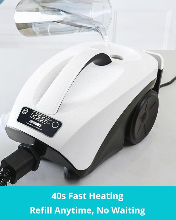Steam Cleaner: 40s Fast Heating-0.66Gal Large Tank-21 PCS Kit-No Cooling-Refill - Image 6