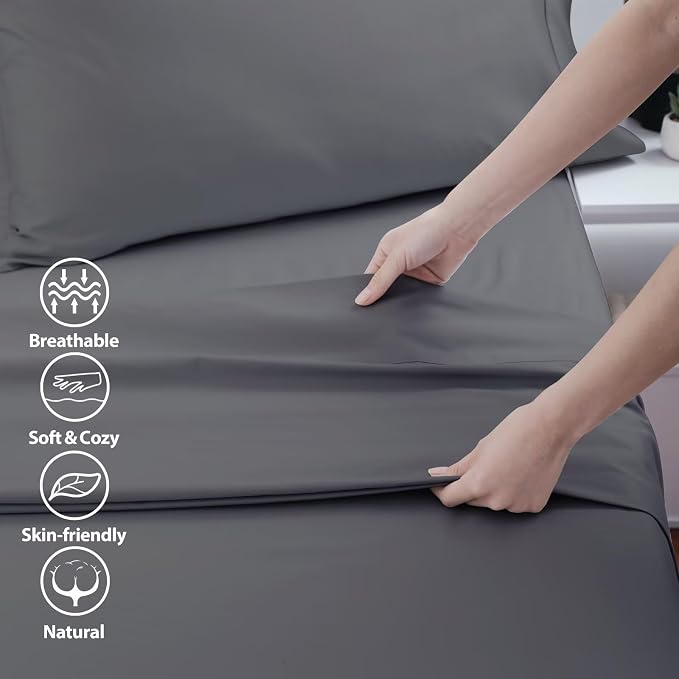2-Pack Cotton Twin Flat Sheet Only, 600 Thread Count 100% Egyptian Cotton Top - Image 3