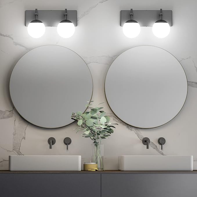 Ralbay Matte Black Bathroom Wall Light Fitures 2-Light Mid Century Modern - Image 4