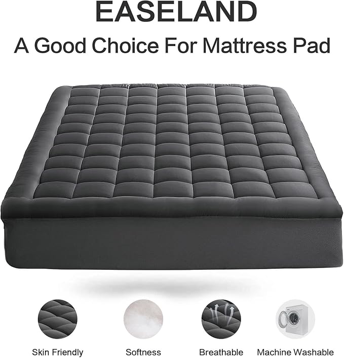 EASELAND Twin XL Mattress Pad Pillow Top Mattress Cover Quilted Fitted Mattress - Image 2