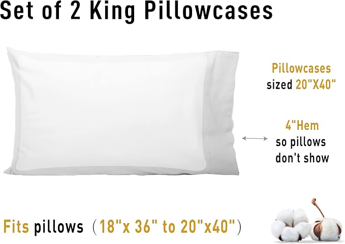 Sunflower King Pillowcases Set of 2, 100% Cotton King Pillow Cases 2, 20×40 - Image 8