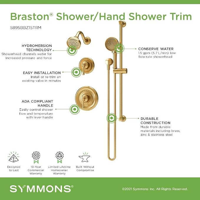 Symmons Braston HydroMersion Double Handle Shower Trim Kit - Image 4