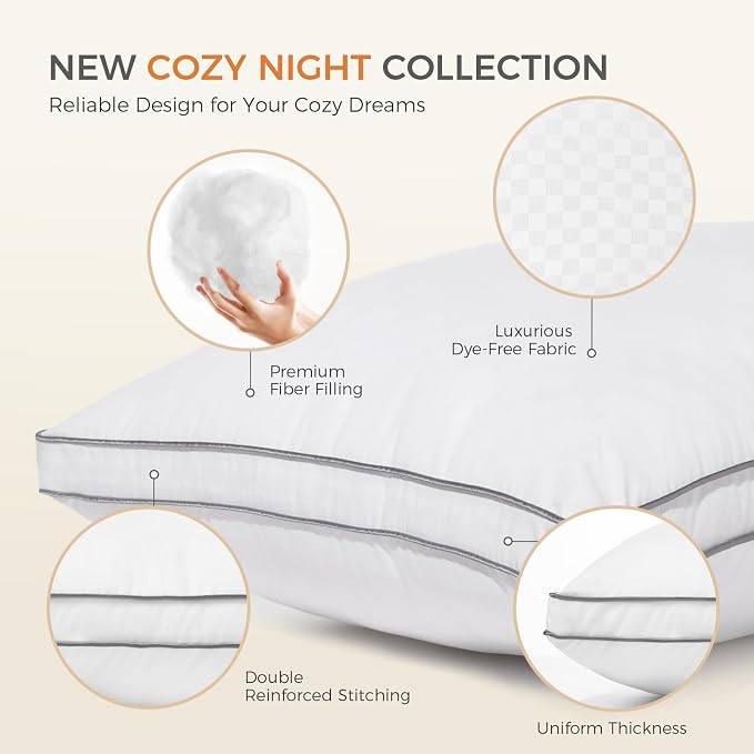 SweetNight Bed Pillows King Size Set of 2, Fluffy Luxury Hotel Collection - Image 4