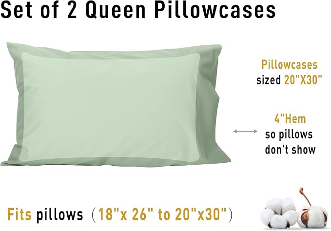 Sunflower Queen Pillowcases Set of 2, 100% Cotton Queen Size Pillow Cases 2 - Image 8