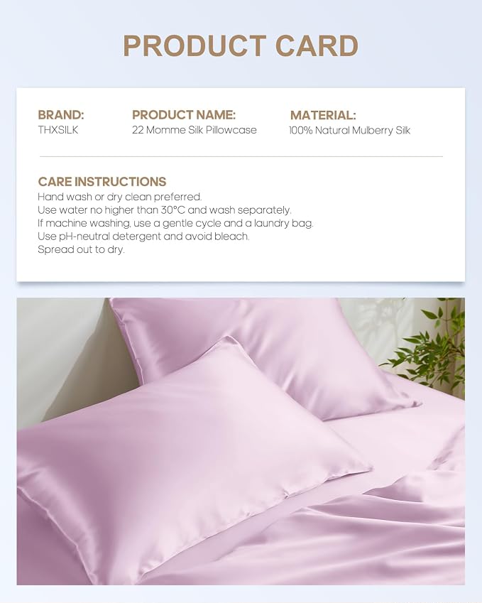 THXSILK Set of 2 100% Mulberry Silk Pillowcase - Image 8