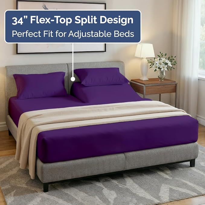 Flex Top Split Head King 4 Piece Sheet Set - Image 3