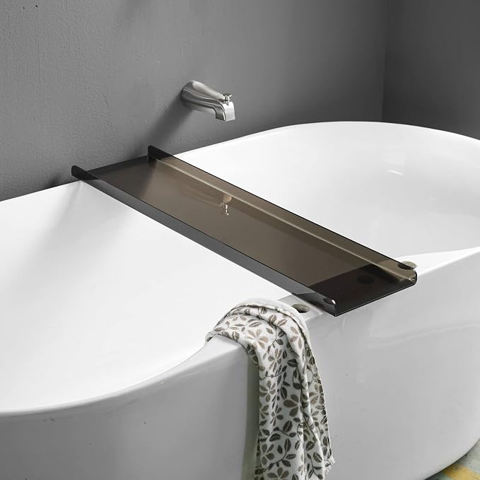 Bathtub Tray Caddy Black Bath Tub Rack Shelf, Luxury Bathroom Organizer Tablet by SHUNLI