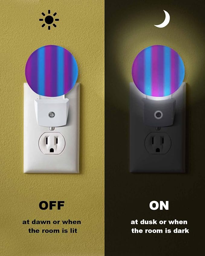 Night Lights Auto Sensor Purple Blue Night Light Gradient Color Stripe Round - Image 6