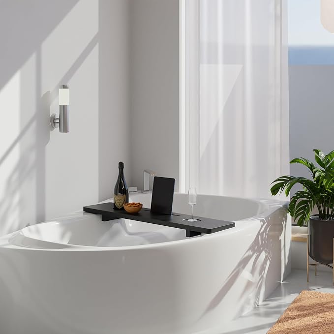 Tinamo Black Bathtub Caddy Tray Table | 35x9x2.5 Inch Large Bath Tub Tray - Image 5