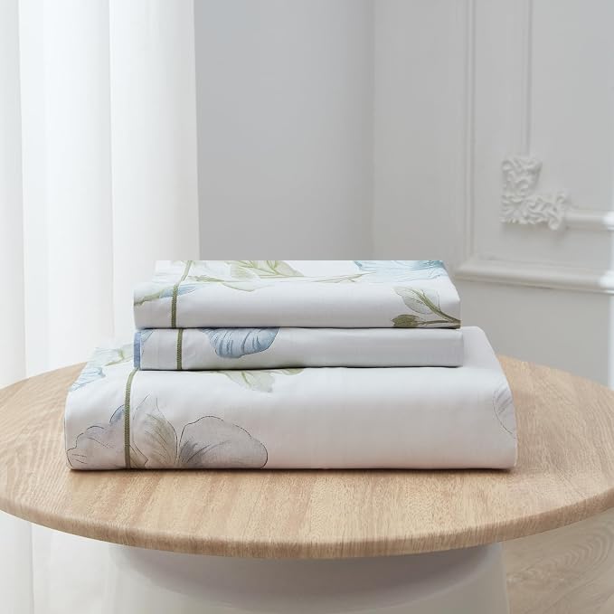OAITE Duvet Cover Set Twin Size Floral Pattern 500 Thread Count Ultra Soft 100% - Image 9
