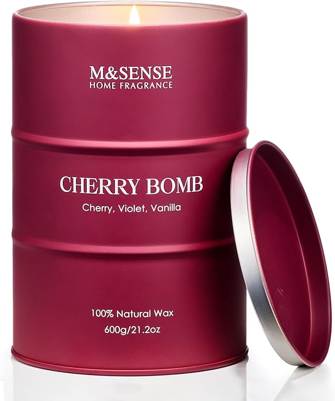 M&SENSE Cherry Bomb Scented Candles, Large Sweet Candle by MSENSE