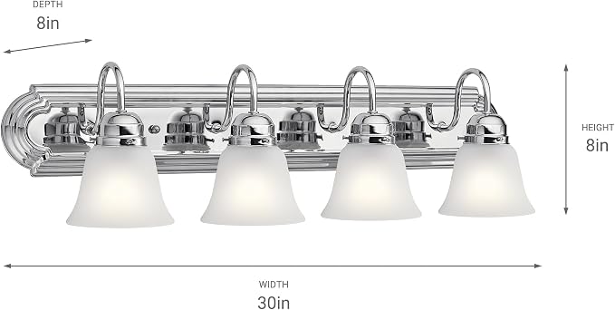 Kichler 30" 4-Light Vanity Bath Light in Chrome, Modern Bathroom Light - Image 2