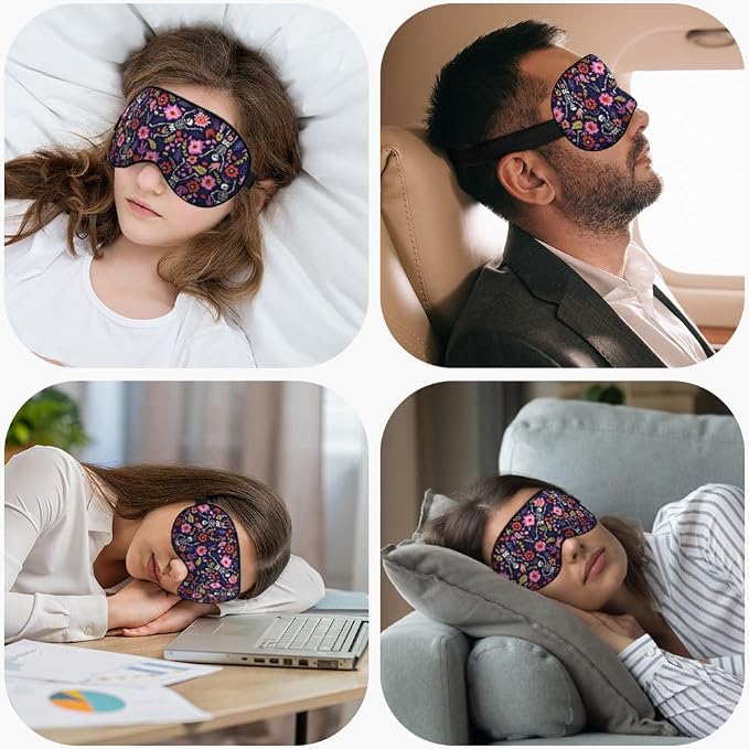 Dancing Skeletons Eye Mask Sleeping Mask Garden Flower Leaves Dead Halloween - Image 5