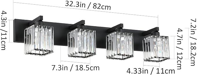 Aipsun Black Light Fixtures Bathroom Vanity Light Crystal Modern Vanity Light - Image 6