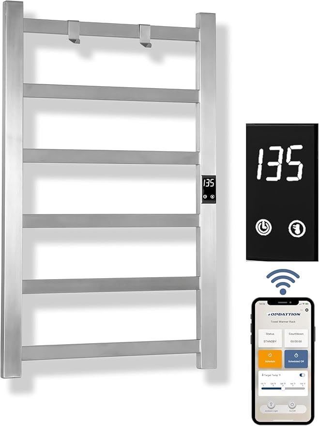 Topdattion Smart Wireless Electric Towel Warmer | Blade Thin 6 Bar Design | by Topdattion