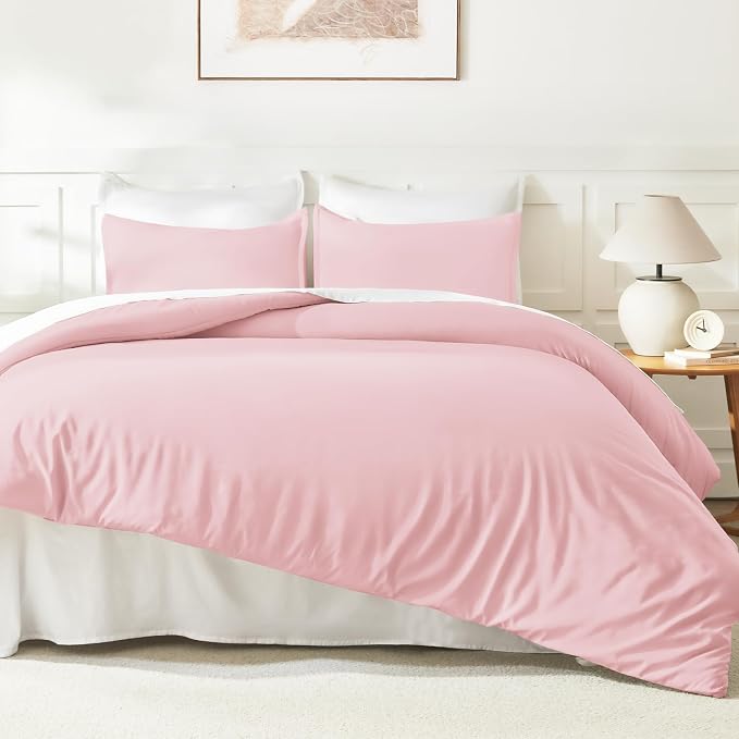 Litanika Pink Comforter Set Full Size, 3 Pieces Girls Women Cute Soft Solid - Image 6