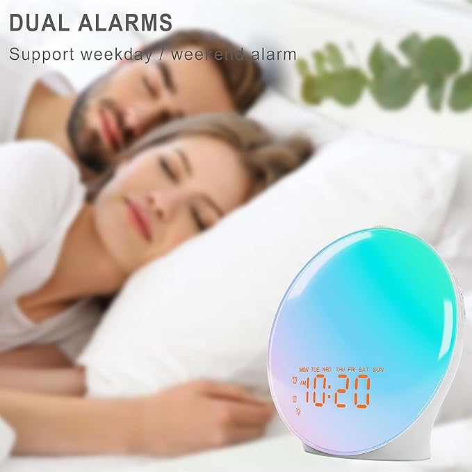 JALL Sunrise Alarm Clock with 25 Soothing Sounds, Sunset Lamp & 5W Bluetooth - Image 6