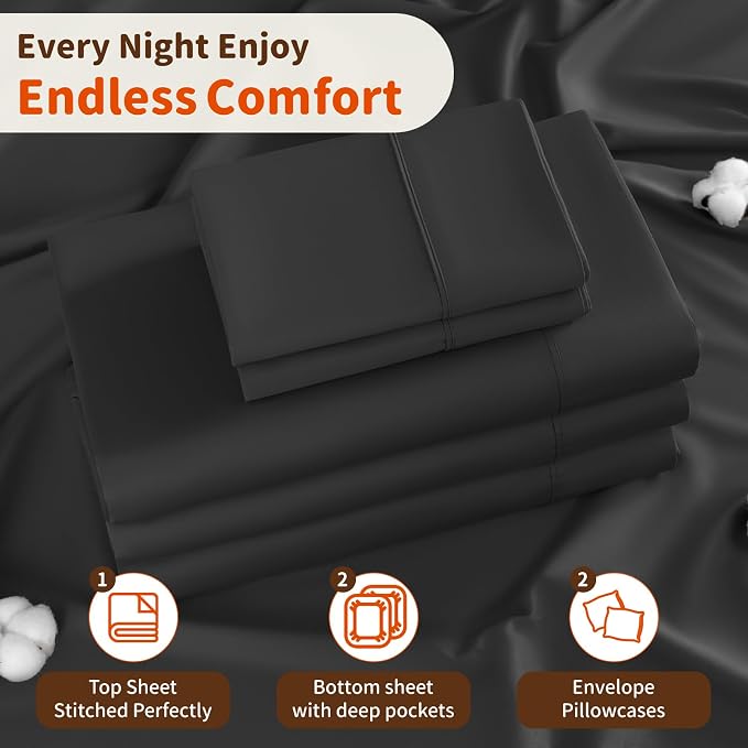 LBRO2M Split King Sheet Sets for Adjustable Bed 1000 Thread Count 100% Egyptian - Image 5