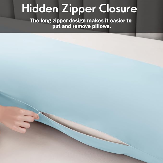 Body Pillowcase with Zipper Cooling Viscose from Bamboo Zippered Pillowcases - Image 2