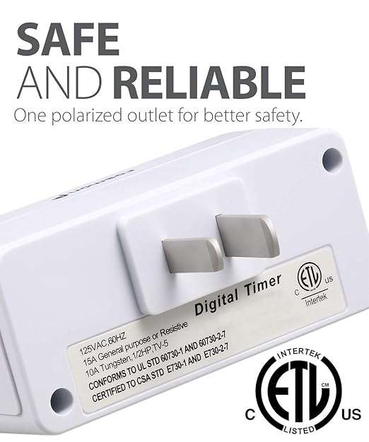 Fosmon 24 Hour Programmable Digital Timer Outlet, ON/Off Program, LCD Display - Image 6