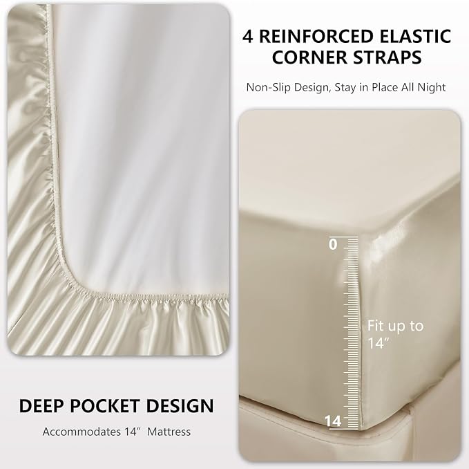 CozyLux Satin Sheets King Size Sheet Set - Image 4