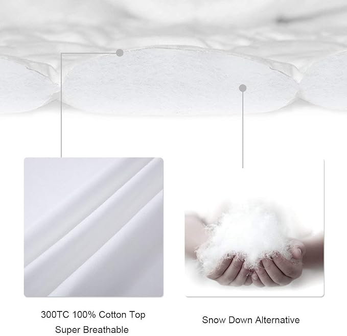LEISURE TOWN Cotton Mattress Pad King Size Fitted Quilted Mattress Cover Pillow - Image 3