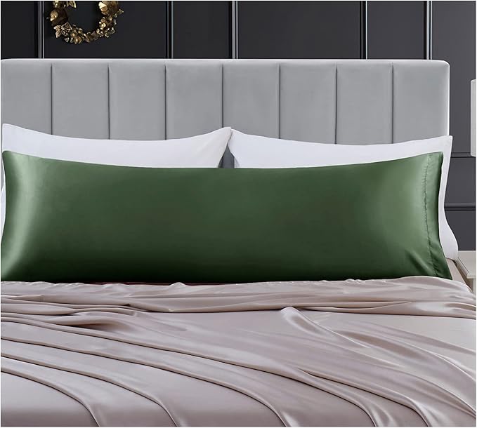 Aormenzy Satin Body Pillow Cover Set of 2, 20x54 Inches Woodland Green Body - Image 7