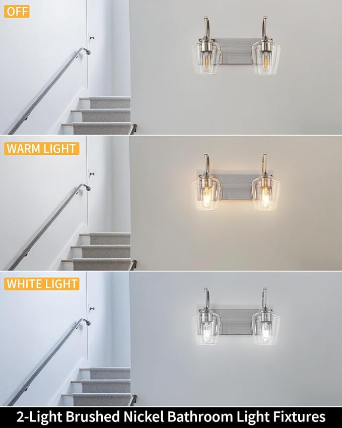 Brushed Nickel Bathroom Light Fixtures Bathroom Vanity Light - Image 6