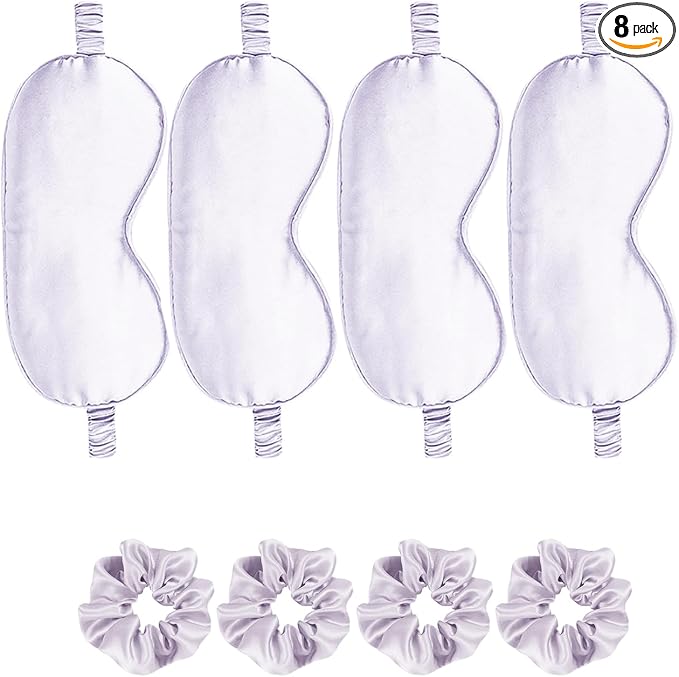 Satin Eye Mask 8Pcs Silk Sleep Masks Silky Blindfold Eyeshade Blackout Eyes by WJingYiJia