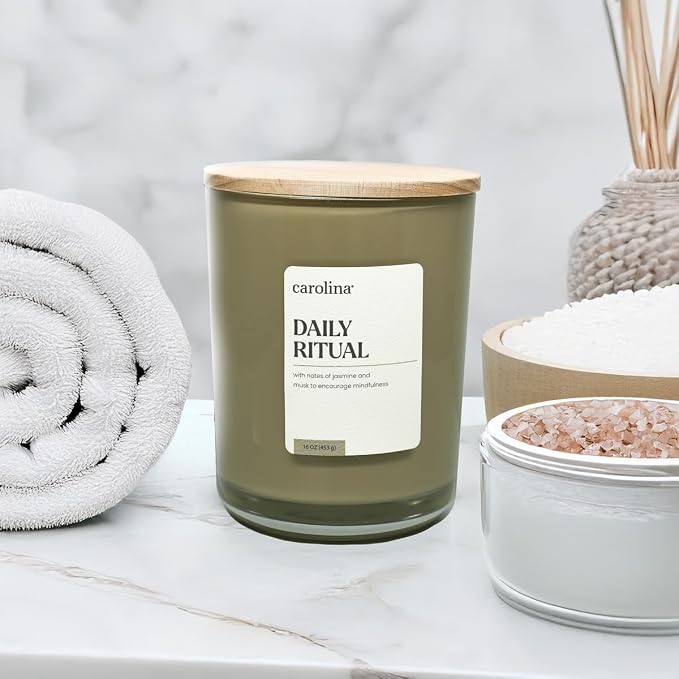 Carolina Daily Ritual Scented Candle, 16 oz Musk & Jasmine Scented, 2 Wick - Image 3