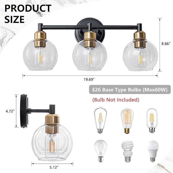 Bathroom Light Fixtures, 3-Light Modern Bathroom Vanity Light, Adjustable - Image 5