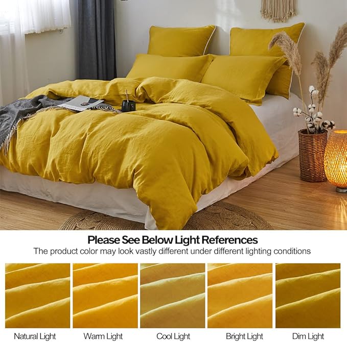 Simple&Opulence 100% Linen Duvet Cover Set 3pcs Basic Style Natural French - Image 6
