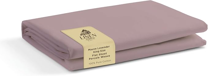 Linen Home 100% Cotton Percale 1 Flat Sheet, King Size by LINENHOME
