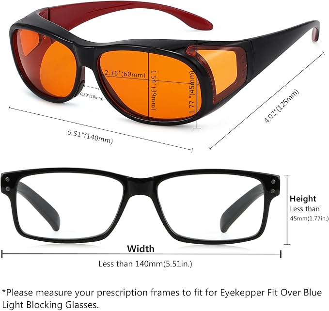 Eyekepper 100% Blue Light Reduction, Fitover Anti-Blue Blocking Computer Glasses - Image 4