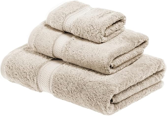 SUPERIOR Egyptian Cotton Pile 3 Piece Towel Set, Includes 1 Bath, 1 Hand by SUPERIOR