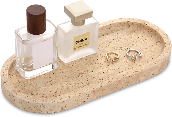 Natural Marble Tray Oval, Bathroom Vanity Tray by Unknown
