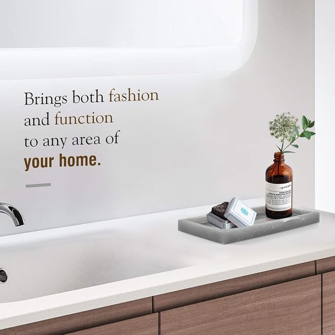 Luxspire Bathroom Vanity Tray, 8 x 4 inch Resin Dresser Jewelry Ring Dish Tank - Image 6