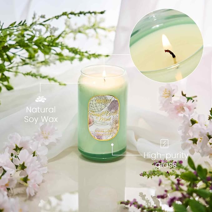 M&SENSE Basil Mint Candles for Home Scented, 10.6 Oz Soy Wax Candles Non Toxic - Image 4