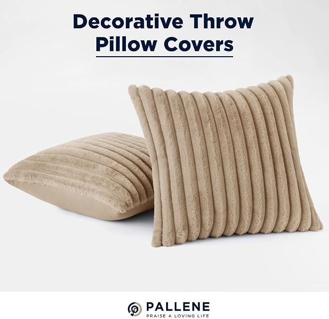 Pallene Faux Fur Plush Throw Pillow Covers 20x20 Set of 2, Luxury Soft Fluffy - Image 9