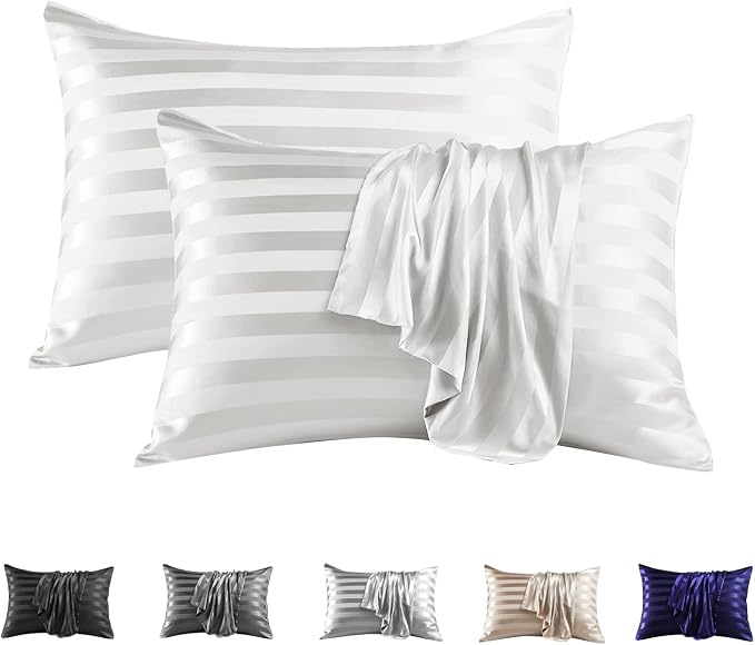 MR&HM Satin Pillowcase for Hair and Skin, Silk Satin Pillowcase 2 Pack by MRHM