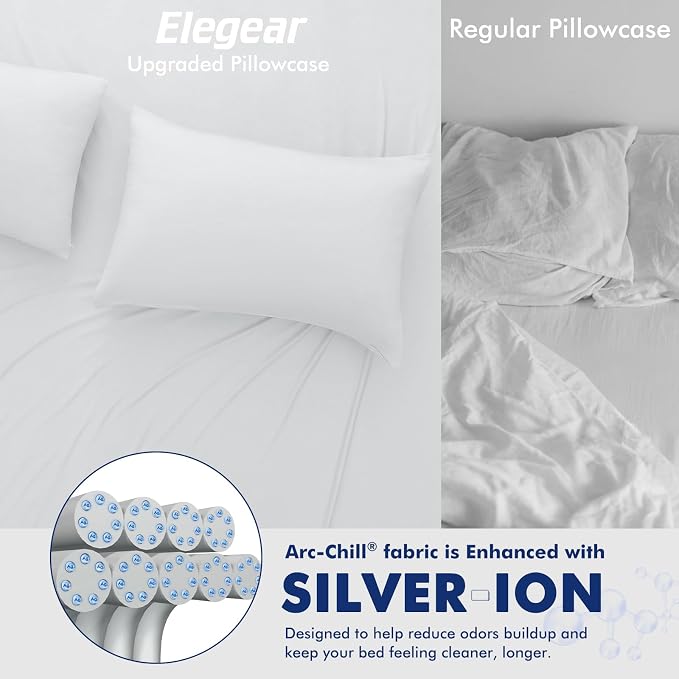 Elegear Cooling Pillow Cases for Hot Sleepers, Soft Silky Pillowcases for Hair - Image 3