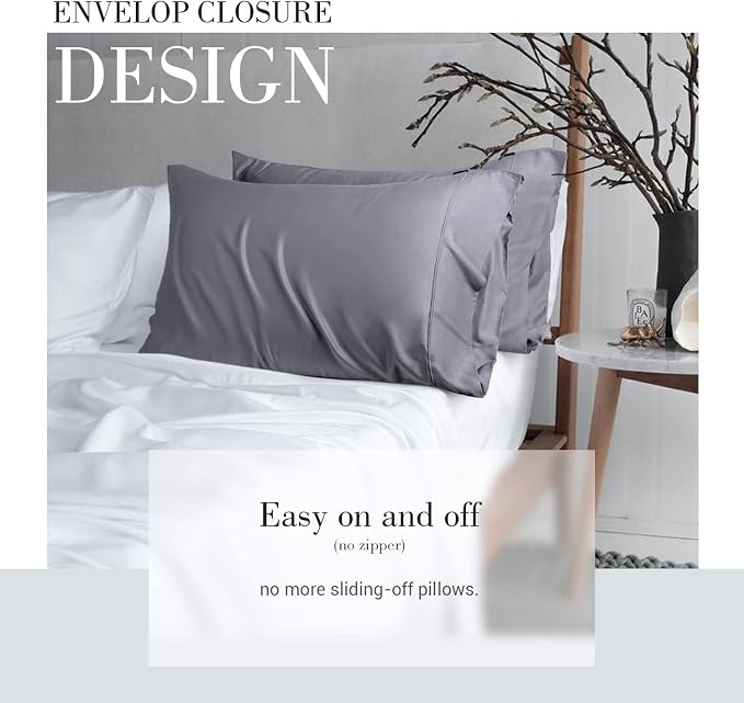 WishSmile Cooling King Pillowcases Set of 2 Breathable Cool Silky Soft Rayon - Image 4