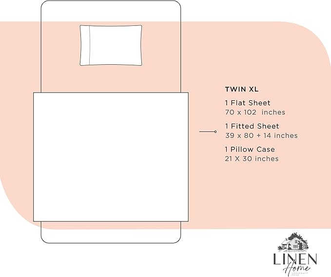 Linen Home 100% Cotton Percale Sheets Twin XL Size, Tropical Peach, Deep Pocket - Image 6