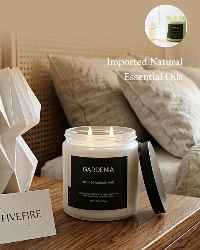 Gardenia Home Scented Candles, 13oz Organic Soy Wax, 76-Hour Clean Burning - Image 6
