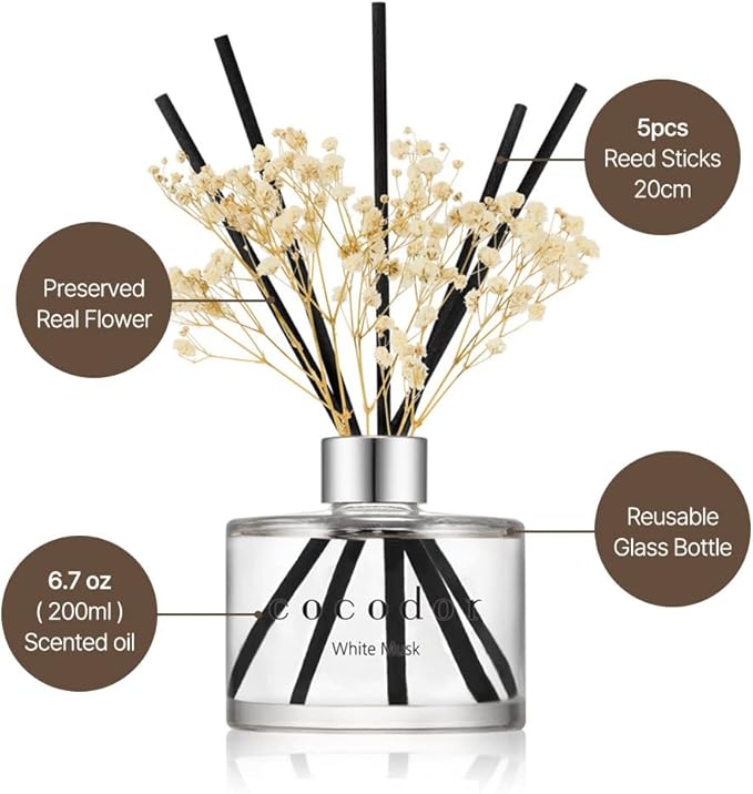 COCODOR Preserved Real Flower Reed Diffuser/Black Cherry / 6.7oz / 1 Pack/Reed - Image 3