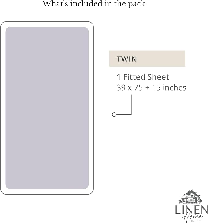 Linen Home 100% Cotton Percale Weave Fitted Sheet, Twin Size, Prelude Purple - Image 6