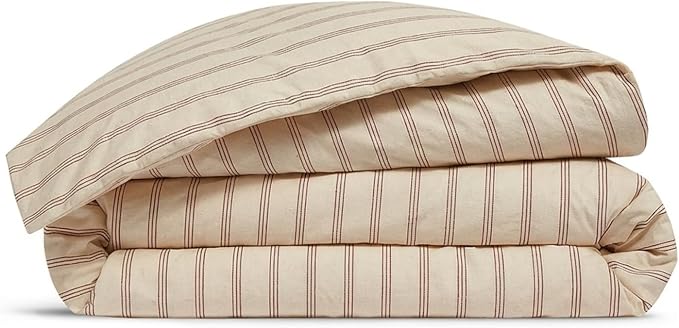 mixinni Striped Duvet Cover Set Full Size, 3 Piece Cotton Linen Blend Bedding - Image 8