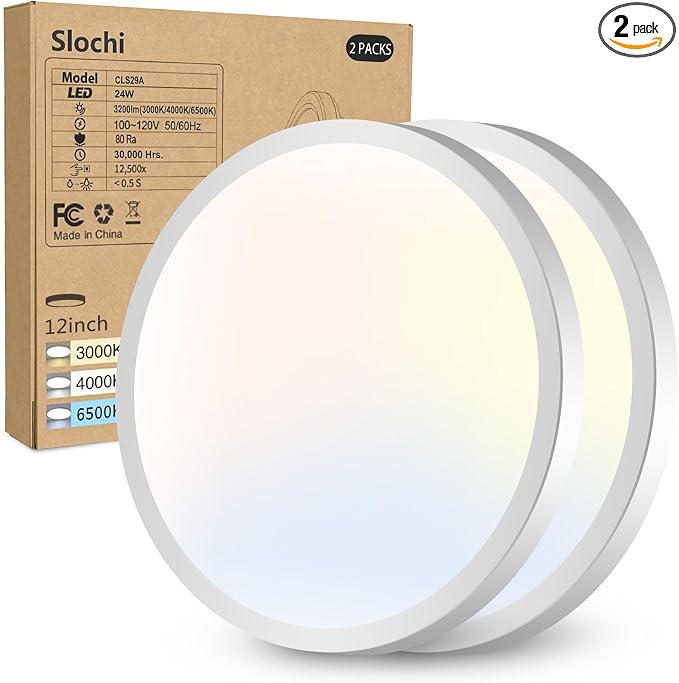 2PACK LED Flush Mount Ceiling Light Fixture, 3000K-4000K-6500K & 150W by CeilingLights